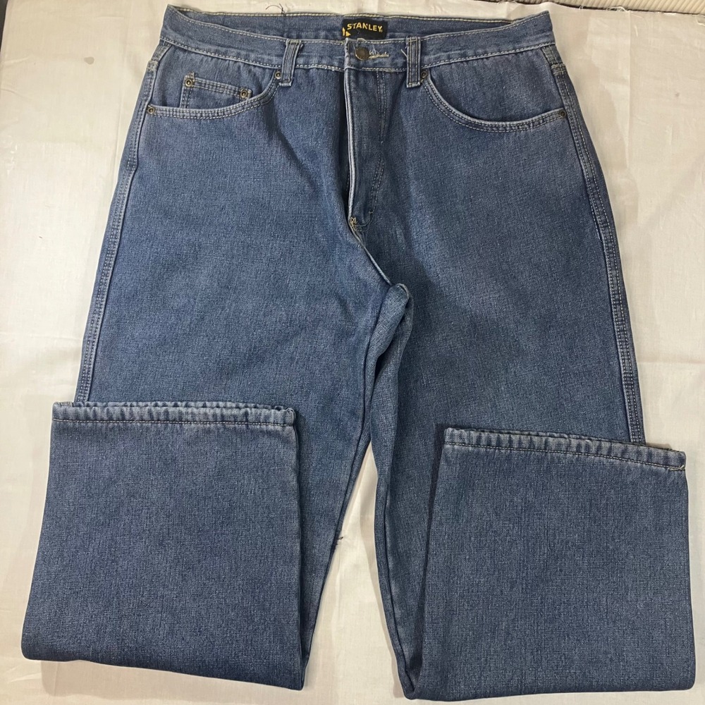 Stanley Mens Fleece Lined Jeans 36x30 Blue Denim Insulated Workwear Pants